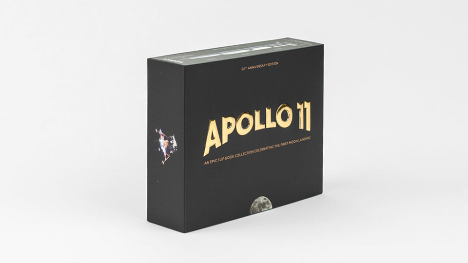 Flip book Apollo 11 by Flipboku with Augmented Reality. Space Gift with original NASA footage.