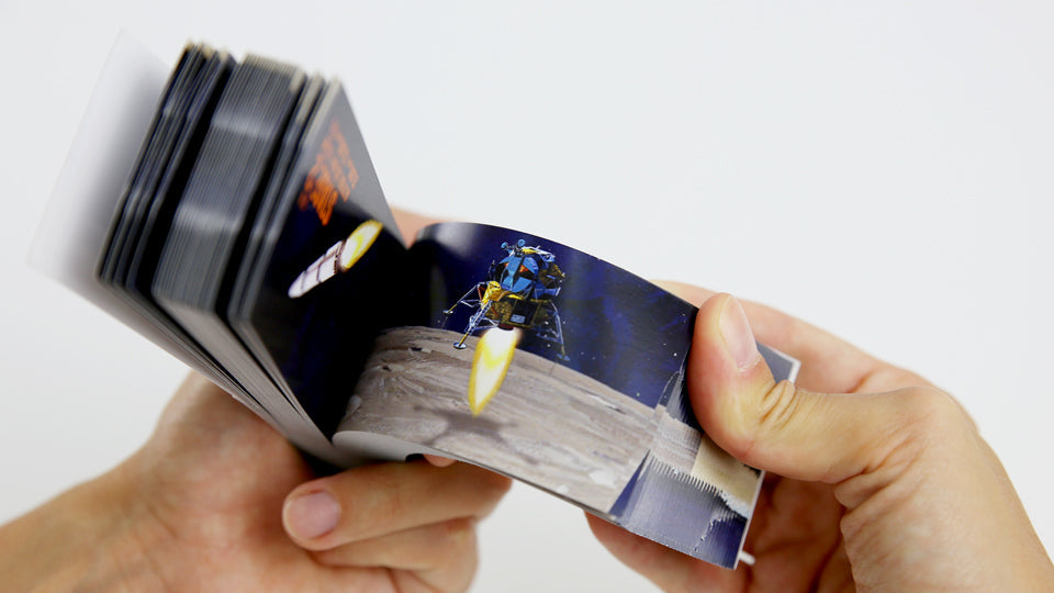 Flip book Apollo 11 by Flipboku with Augmented Reality. Space Gift with original NASA footage.